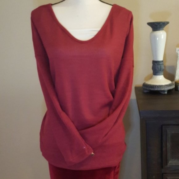 six eight ten Sweaters - 📦 BOGO 📦.  NWOT six eight ten Berry Colored Knit Mesh Sweater